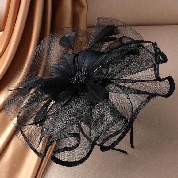 Vintage Mesh Fascinator Headband Feather Hat for Women Girls Tea & Wedding main image 4